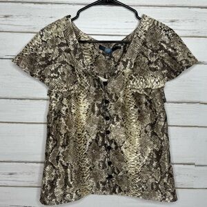 Anthropologie Eva Franco Snakeskin Blouse Button Down Top